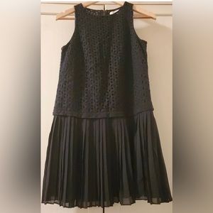 Loft eyelet and pleated drop waist dress